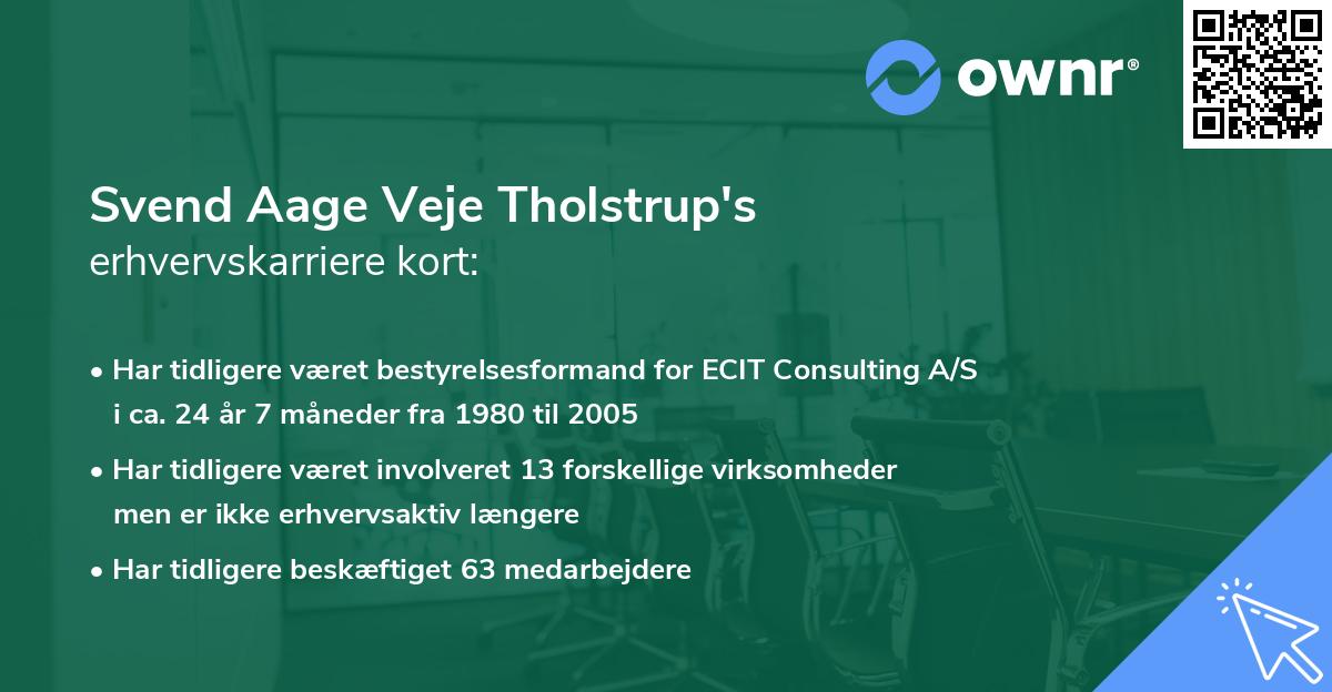 Svend Aage Veje Tholstrup's erhvervskarriere kort