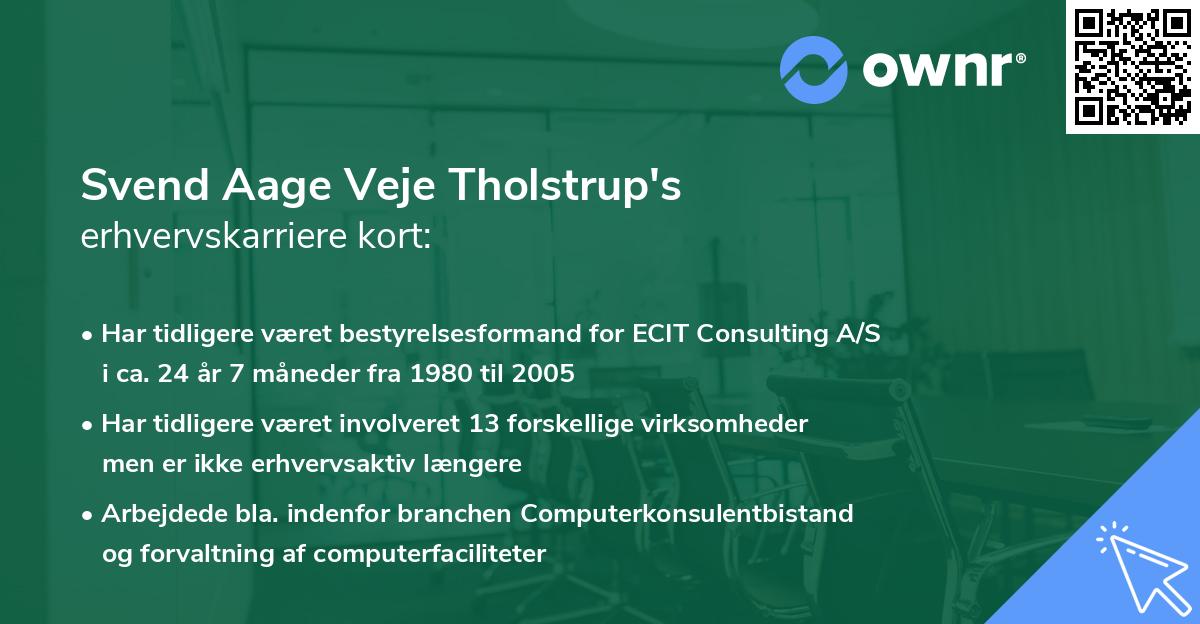Svend Aage Veje Tholstrup's erhvervskarriere kort