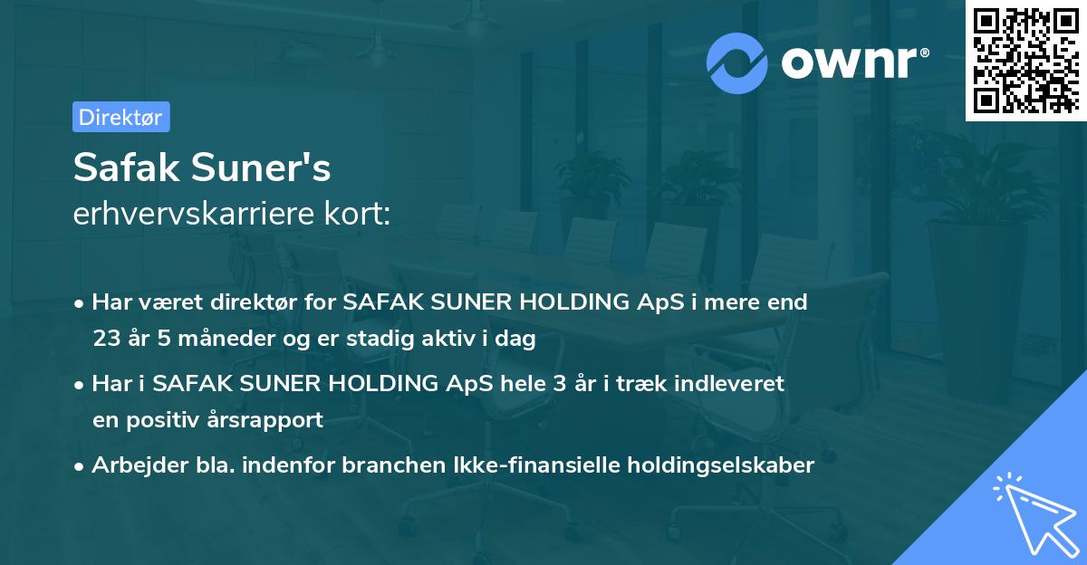 Safak Suner's erhvervskarriere kort