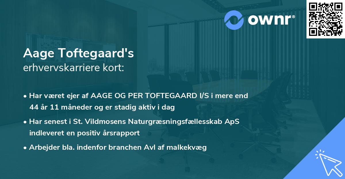 Aage Toftegaard's erhvervskarriere kort