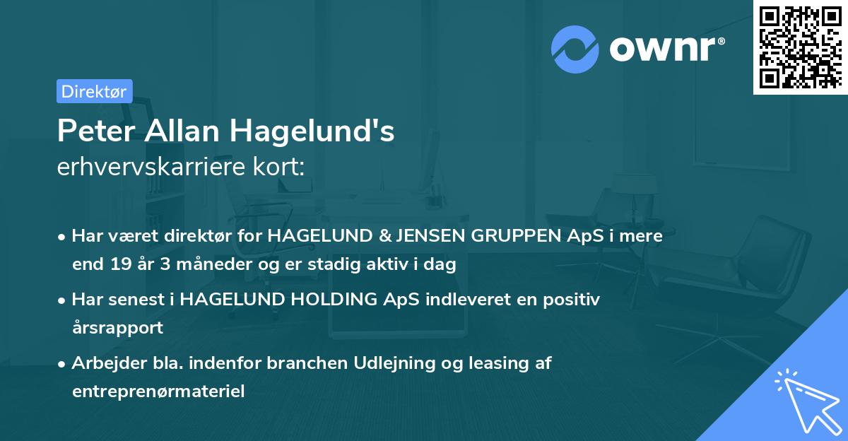 Peter Allan Hagelund's erhvervskarriere kort