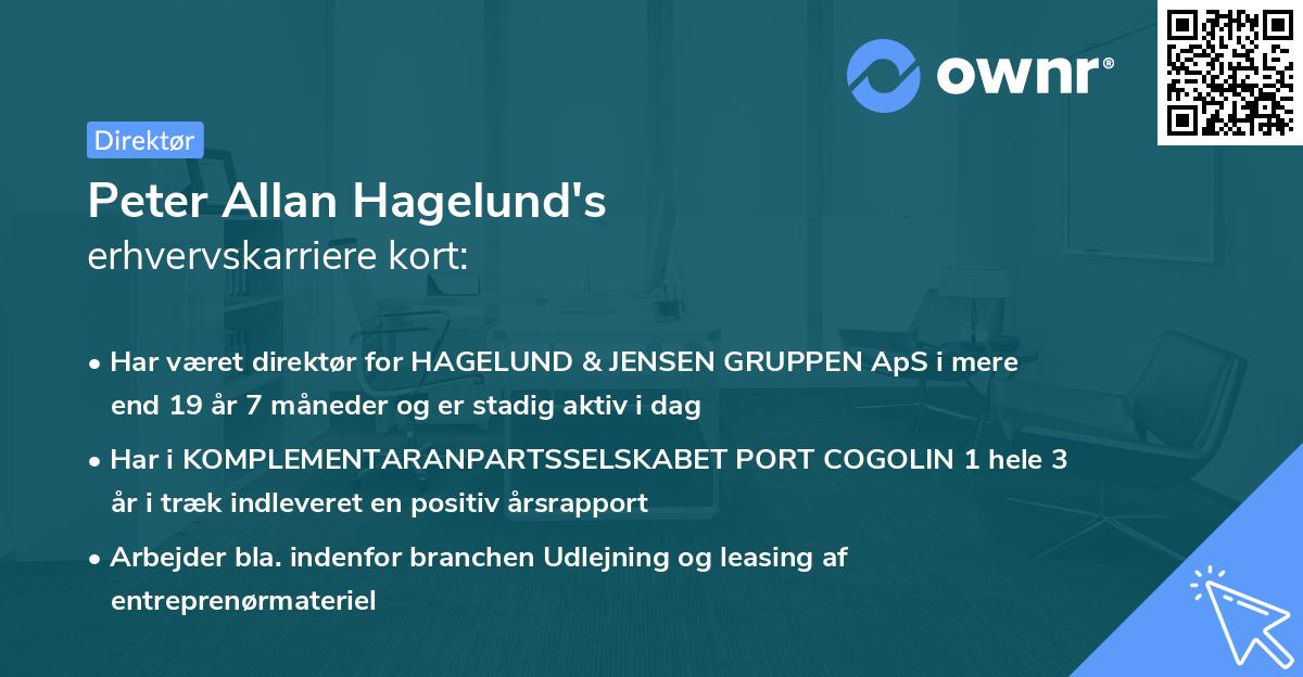 Peter Allan Hagelund's erhvervskarriere kort