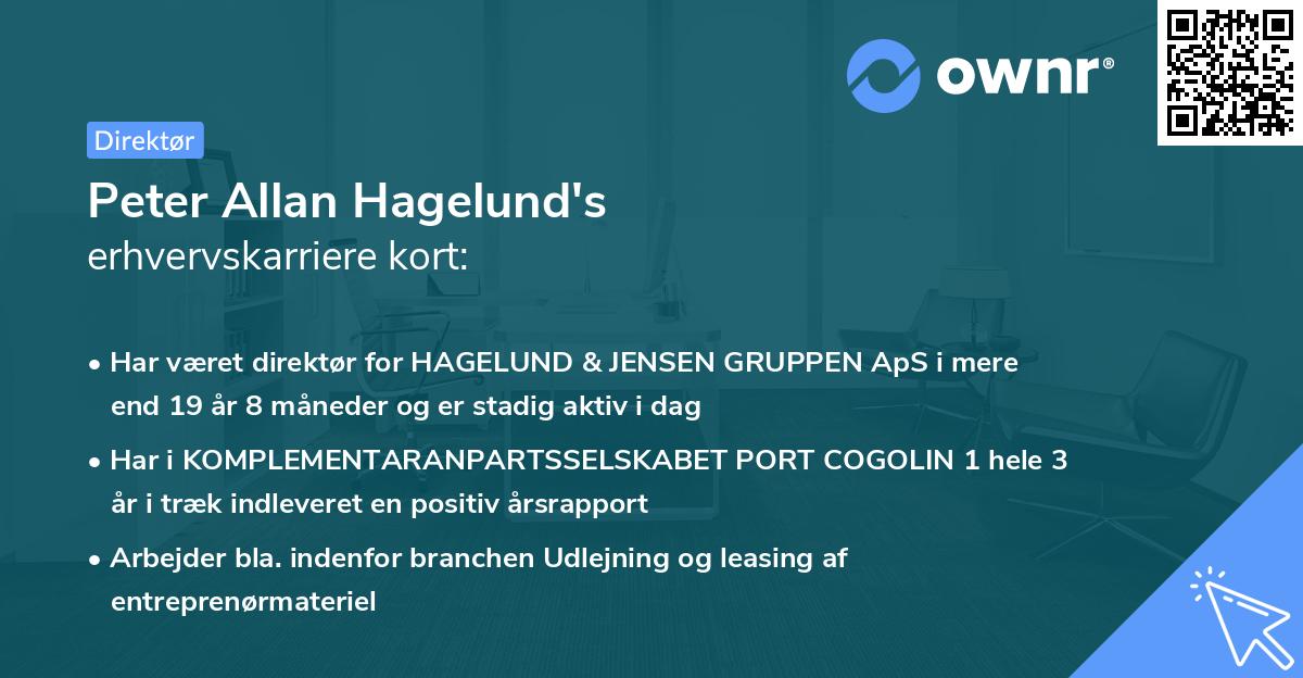 Peter Allan Hagelund's erhvervskarriere kort