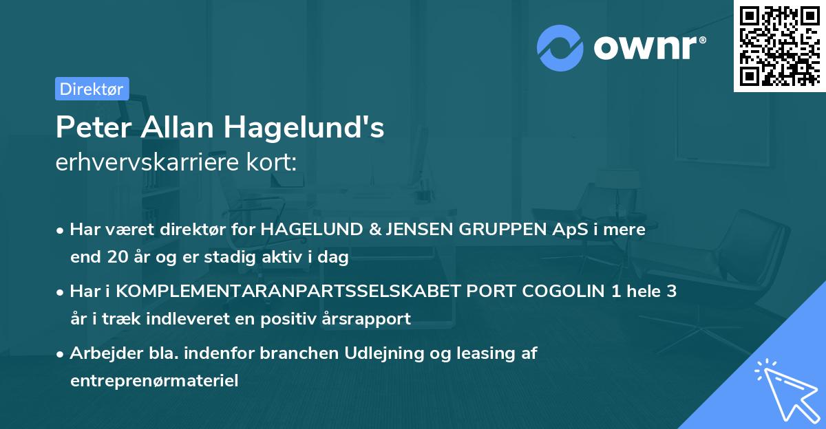 Peter Allan Hagelund's erhvervskarriere kort