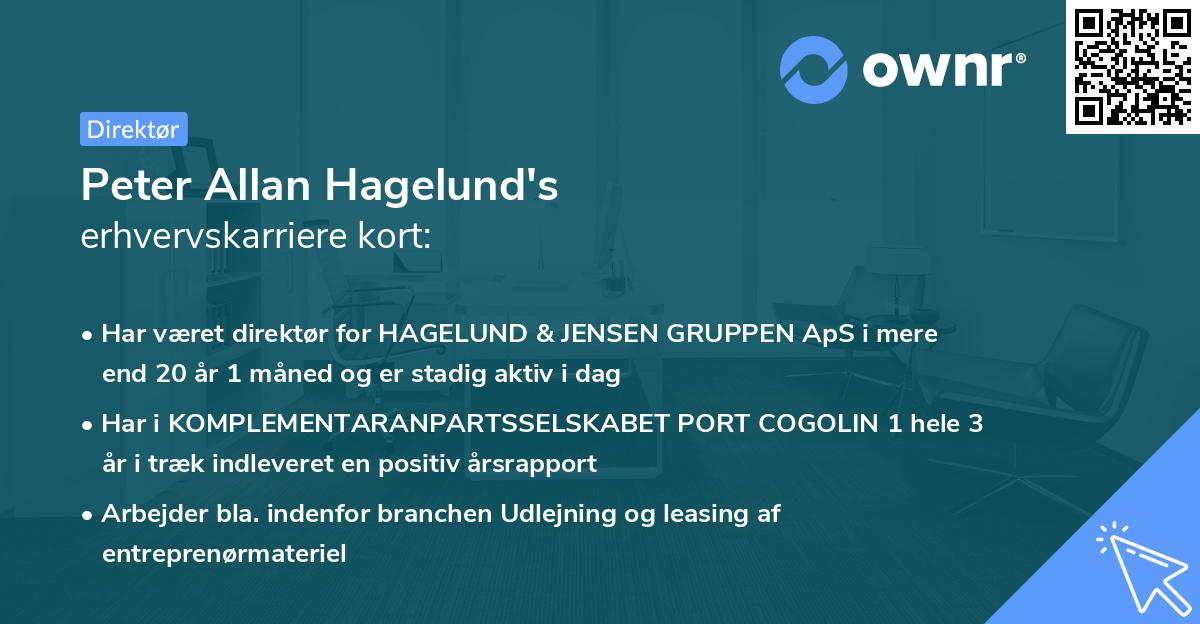 Peter Allan Hagelund's erhvervskarriere kort
