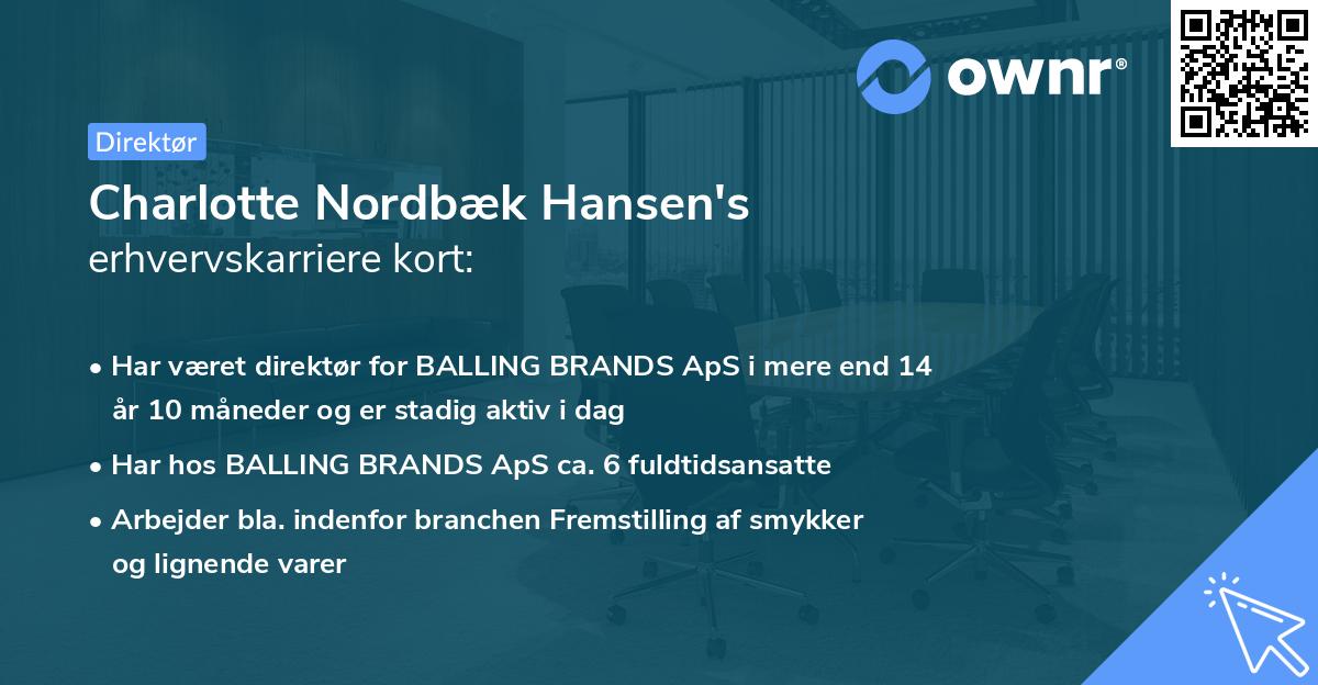 Charlotte Nordbæk Hansen's erhvervskarriere kort