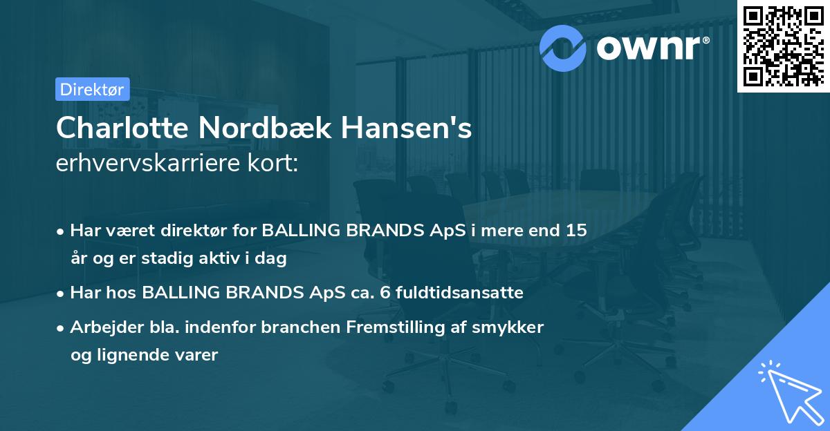 Charlotte Nordbæk Hansen's erhvervskarriere kort