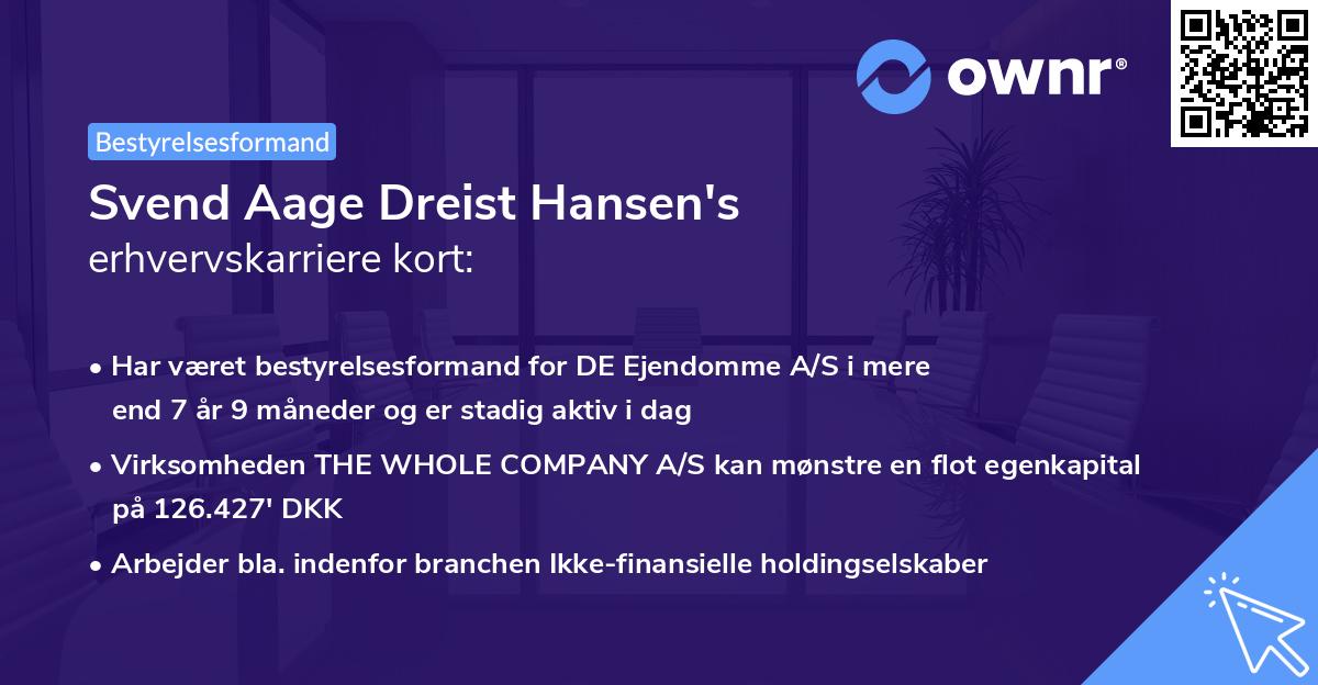 Svend Aage Dreist Hansen's erhvervskarriere kort