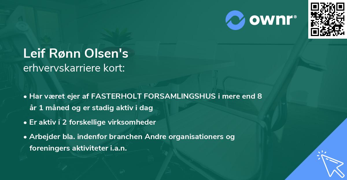 Leif Rønn Olsen's erhvervskarriere kort