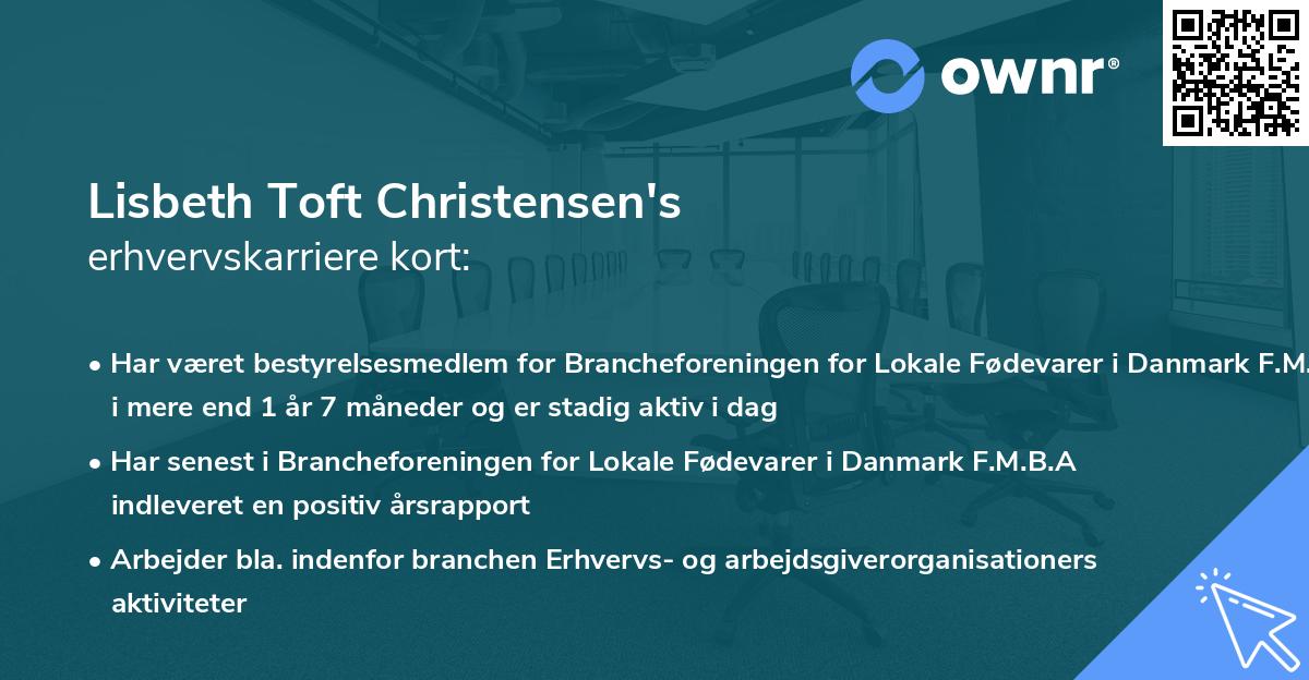 Lisbeth Toft Christensen's erhvervskarriere kort