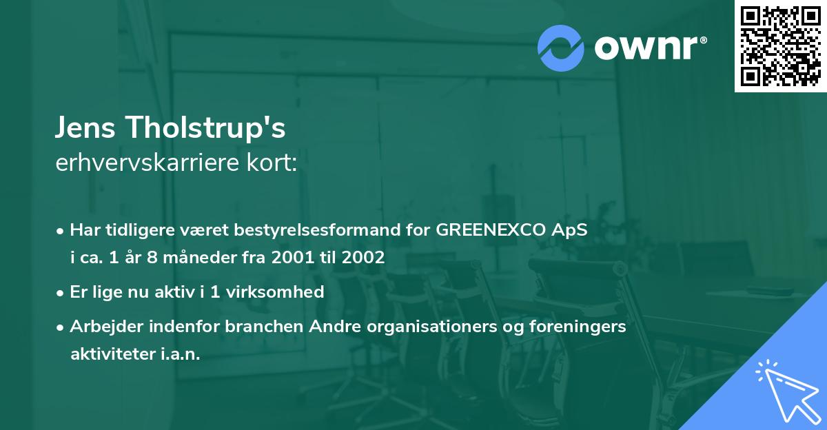 Jens Tholstrup's erhvervskarriere kort