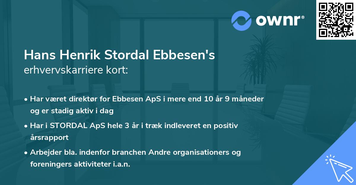 Hans Henrik Stordal Ebbesen's erhvervskarriere kort