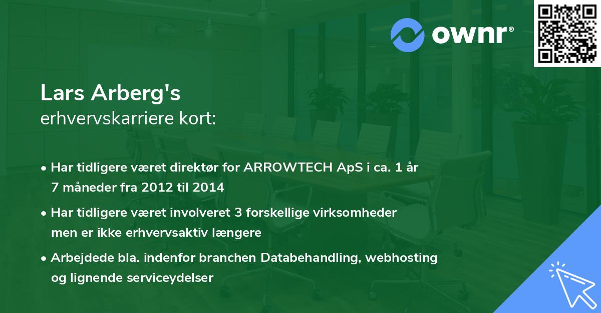 Lars Arberg's erhvervskarriere kort