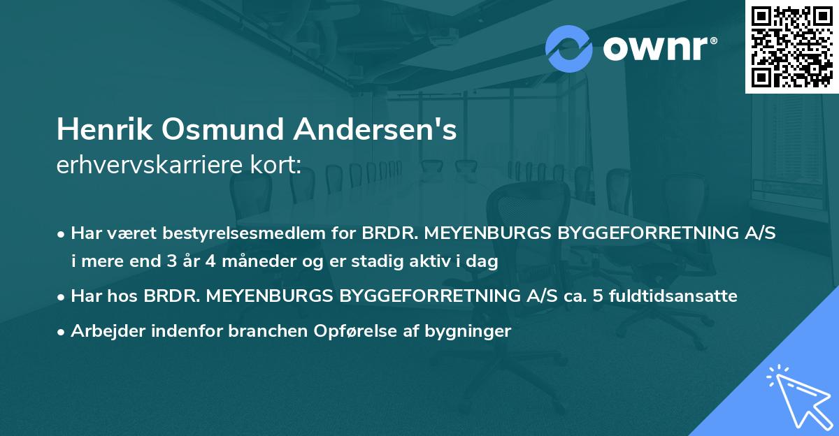 Henrik Osmund Andersen's erhvervskarriere kort