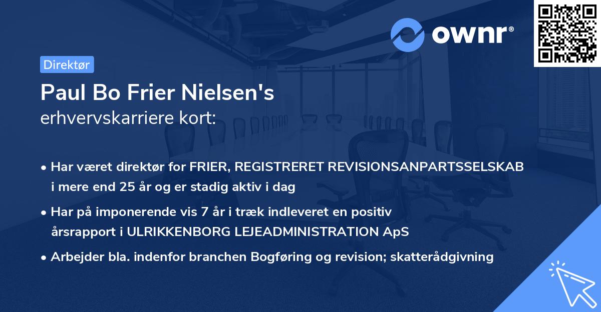 Paul Bo Frier Nielsen's erhvervskarriere kort