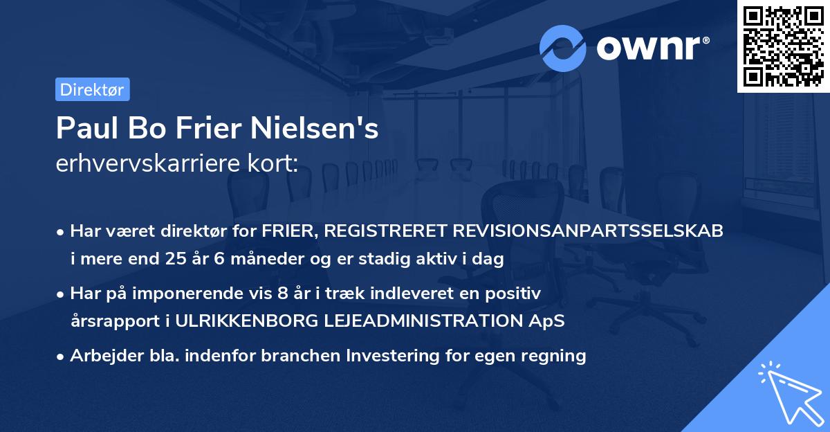 Paul Bo Frier Nielsen's erhvervskarriere kort