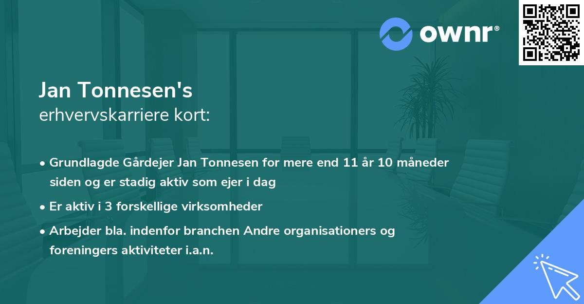 Jan Tonnesen's erhvervskarriere kort