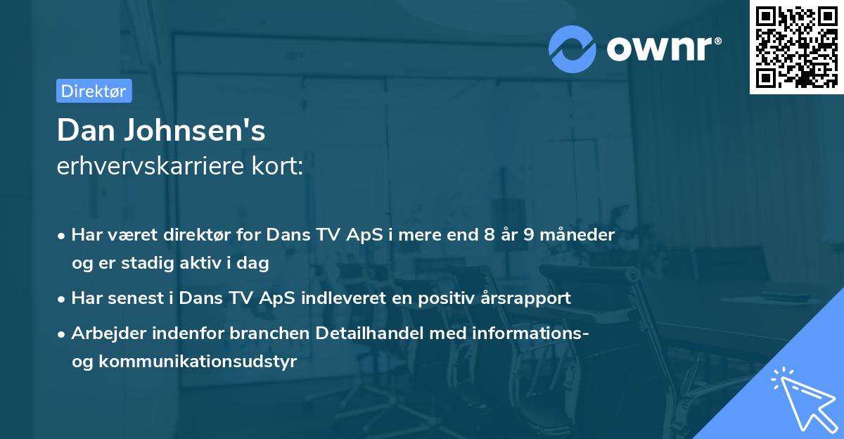 Dan Johnsen's erhvervskarriere kort