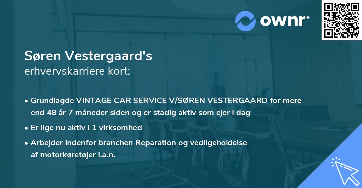 Søren Vestergaard's erhvervskarriere kort