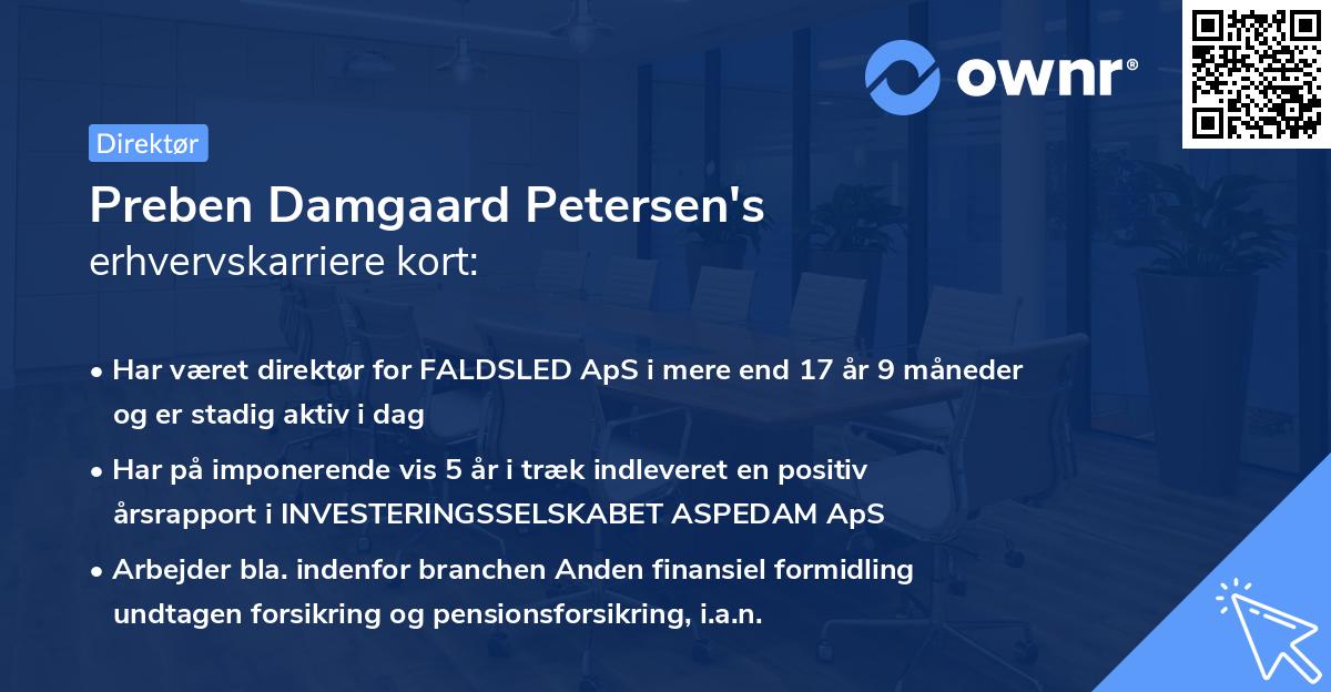 Preben Damgaard Petersen's erhvervskarriere kort