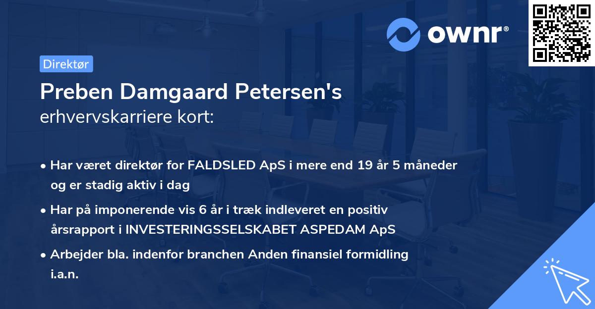Preben Damgaard Petersen's erhvervskarriere kort