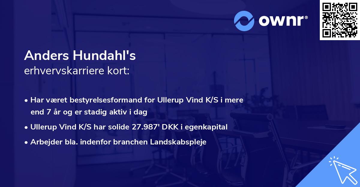 Anders Hundahl's erhvervskarriere kort