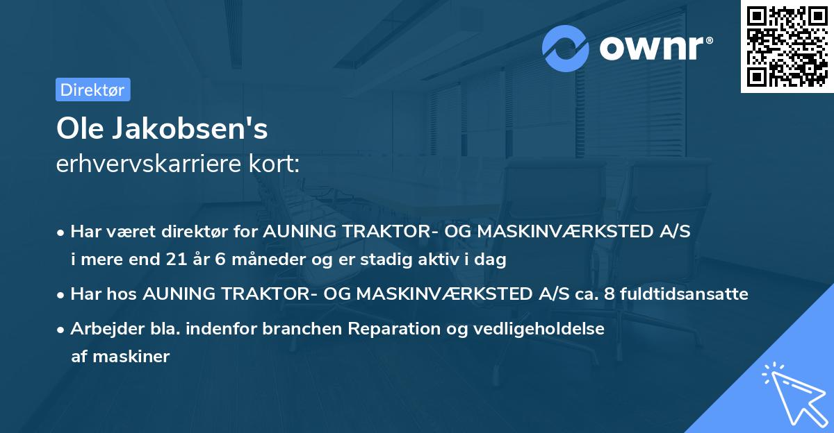 Ole Jakobsen's erhvervskarriere kort