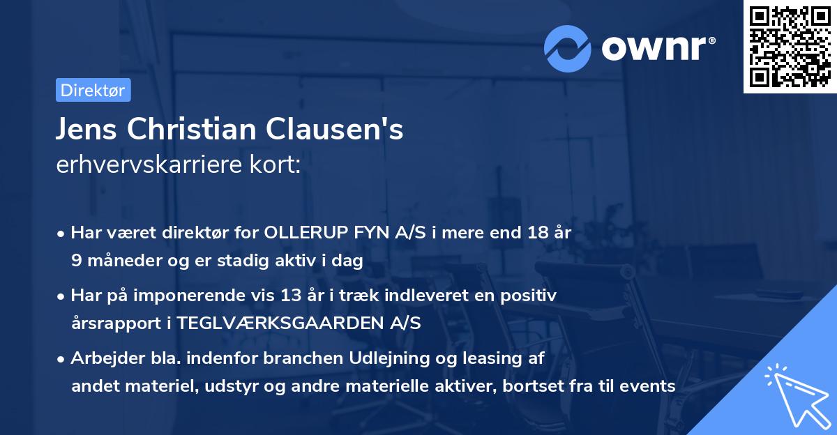 Jens Christian Clausen's erhvervskarriere kort