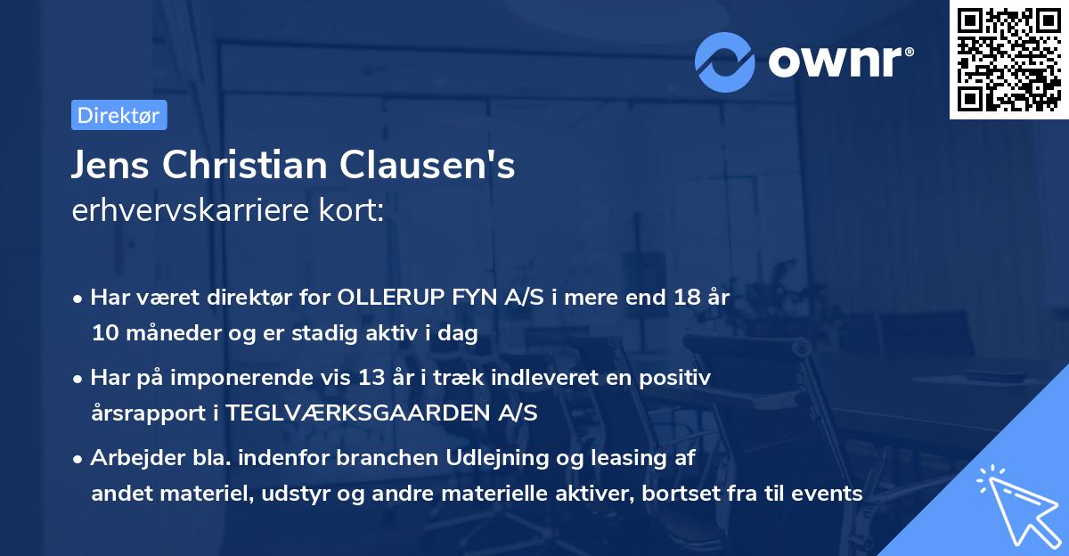 Jens Christian Clausen's erhvervskarriere kort
