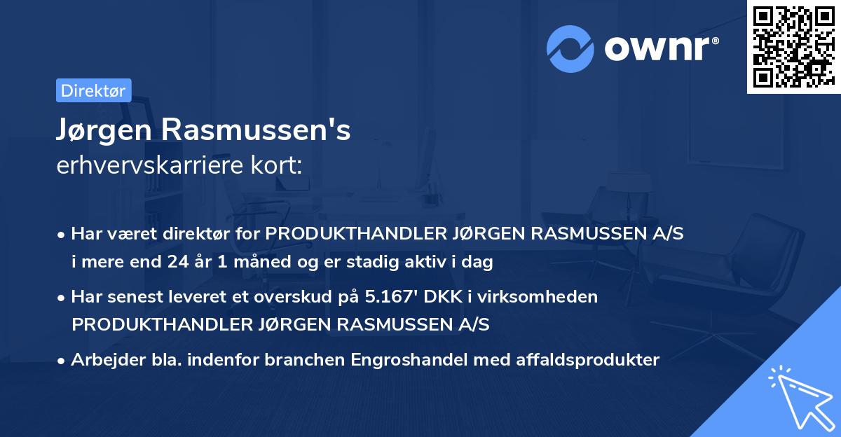 Jørgen Rasmussen's erhvervskarriere kort