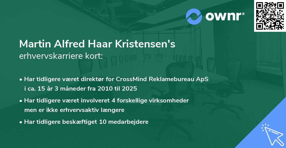 Martin Alfred Haar Kristensen's erhvervskarriere kort