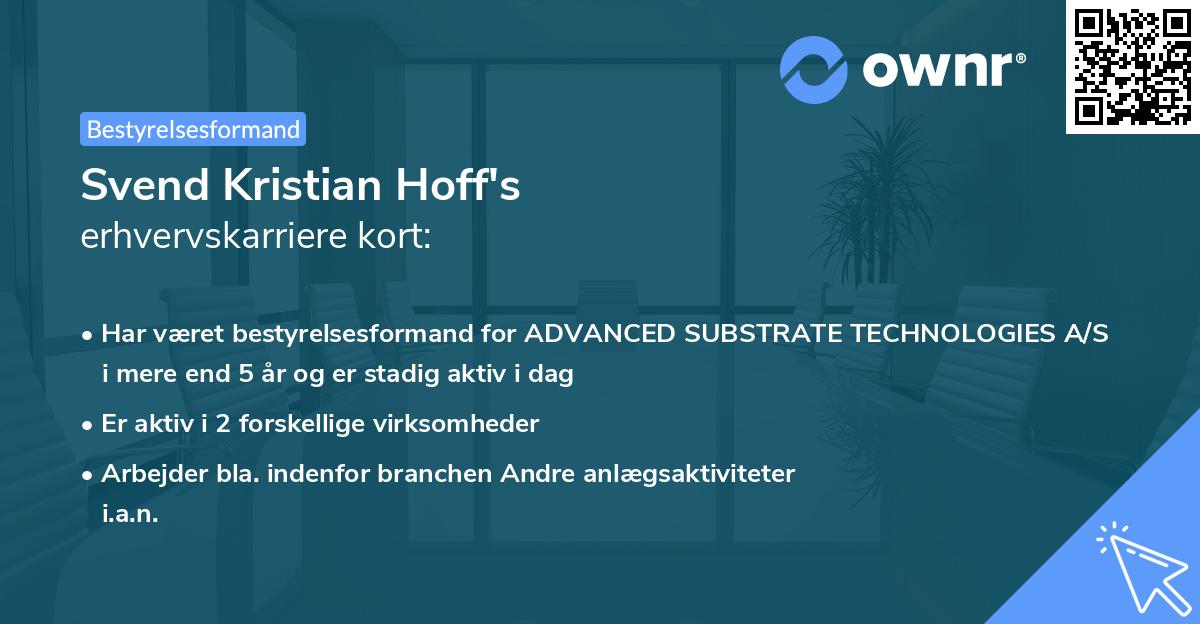 Svend Kristian Hoff's erhvervskarriere kort