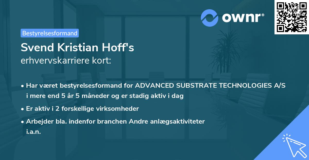 Svend Kristian Hoff's erhvervskarriere kort