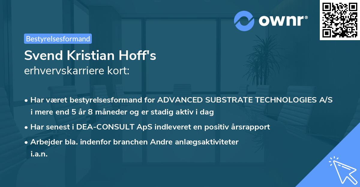 Svend Kristian Hoff's erhvervskarriere kort
