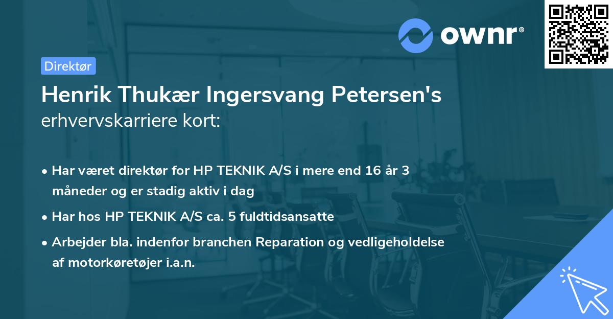 Henrik Thukær Ingersvang Petersen's erhvervskarriere kort