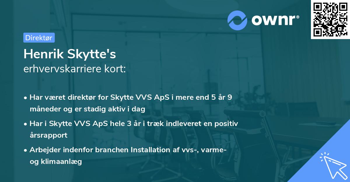 Henrik Skytte's erhvervskarriere kort