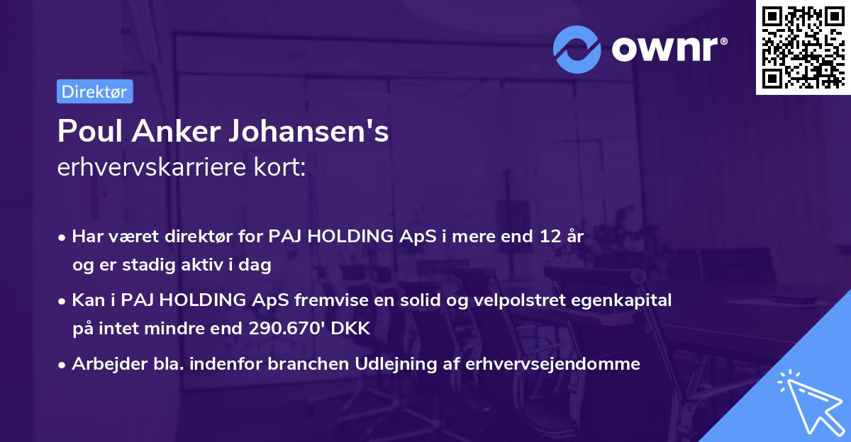 Poul Anker Johansen's erhvervskarriere kort
