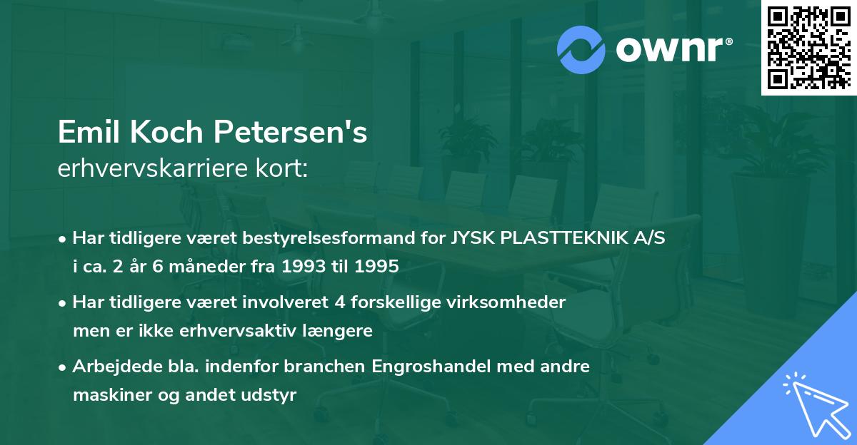 Emil Koch Petersen's erhvervskarriere kort