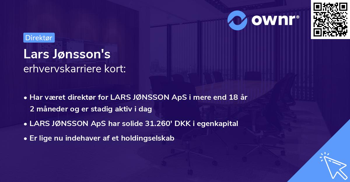 Lars Jønsson's erhvervskarriere kort