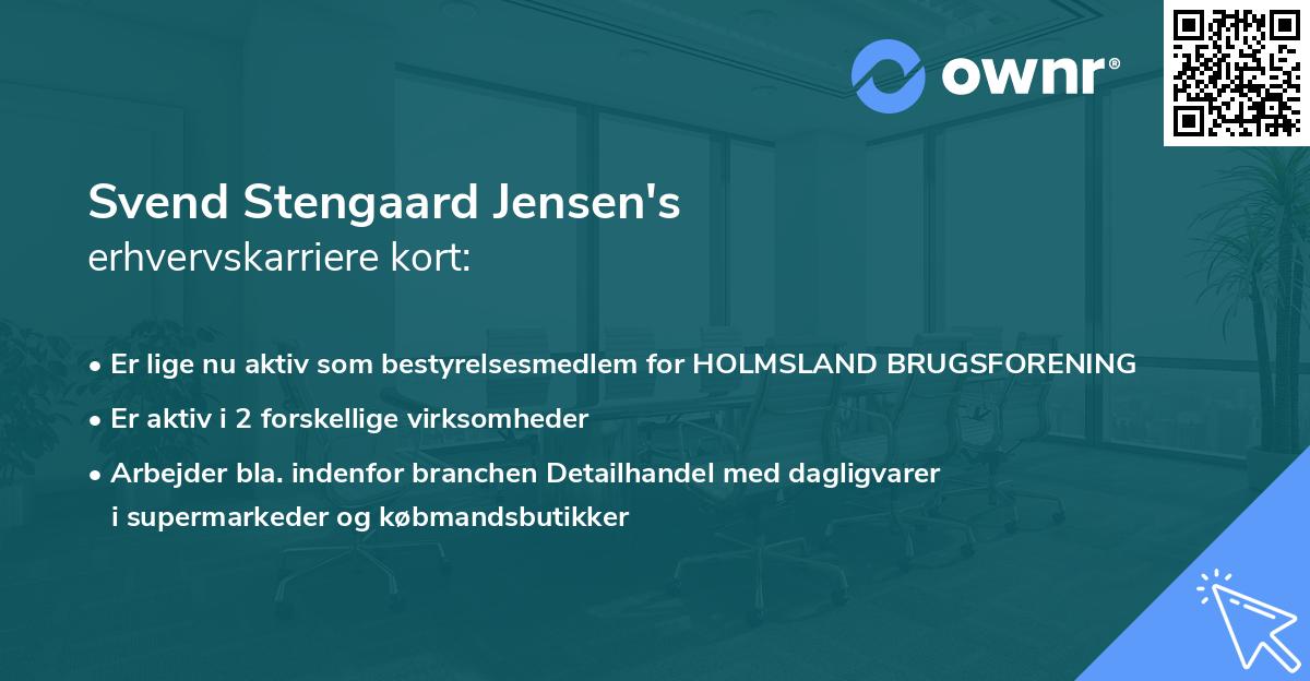 Svend Stengaard Jensen's erhvervskarriere kort