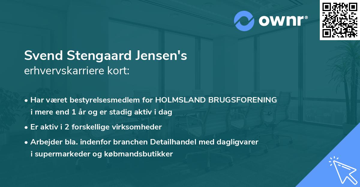 Svend Stengaard Jensen's erhvervskarriere kort