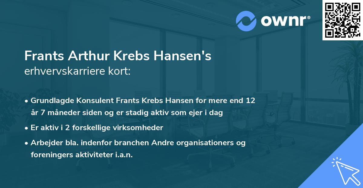 Frants Arthur Krebs Hansen's erhvervskarriere kort