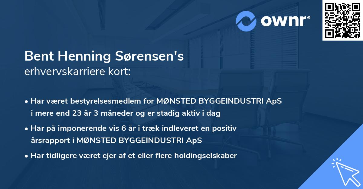 Bent Henning Sørensen's erhvervskarriere kort