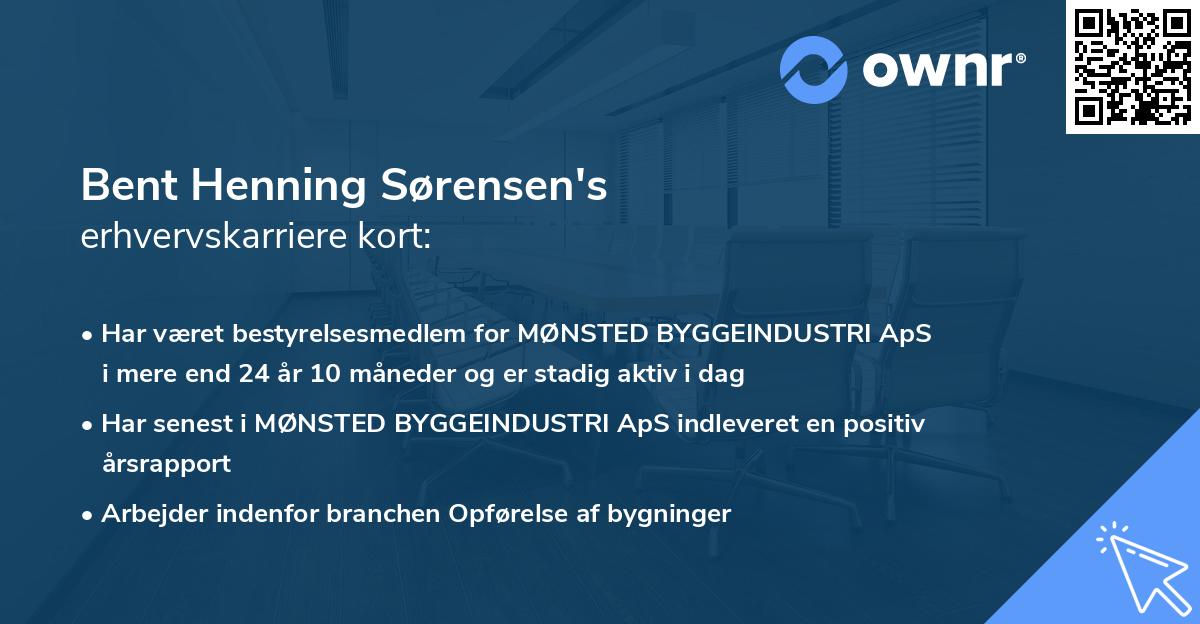 Bent Henning Sørensen's erhvervskarriere kort