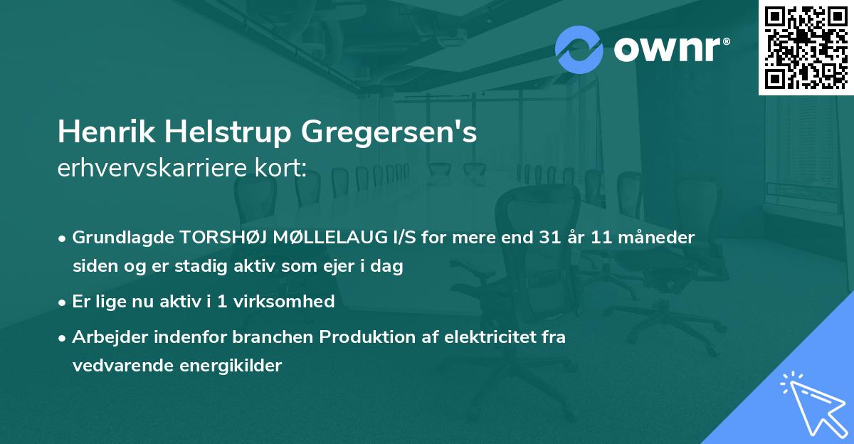Henrik Helstrup Gregersen's erhvervskarriere kort