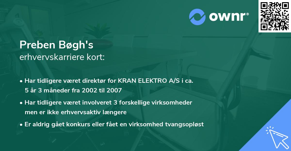 Preben Bøgh's erhvervskarriere kort