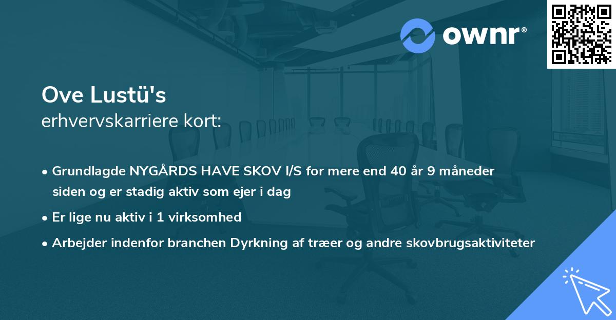 Ove Lustü's erhvervskarriere kort