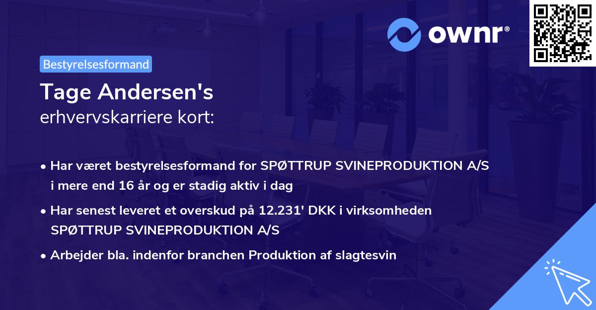 Tage Andersen's erhvervskarriere kort