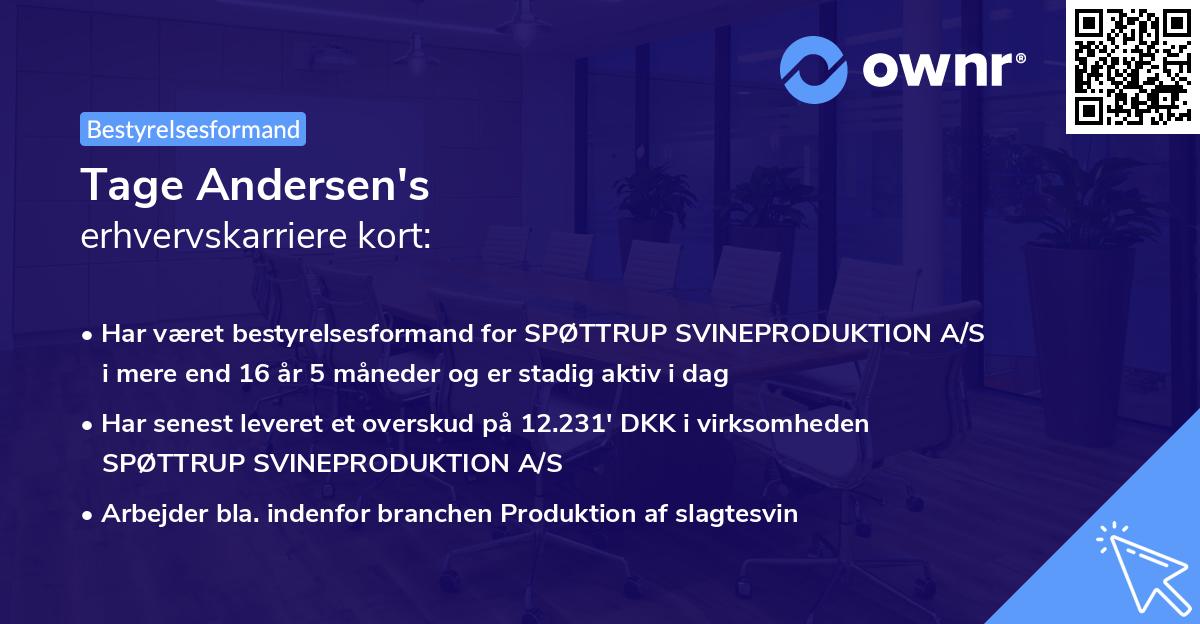 Tage Andersen's erhvervskarriere kort
