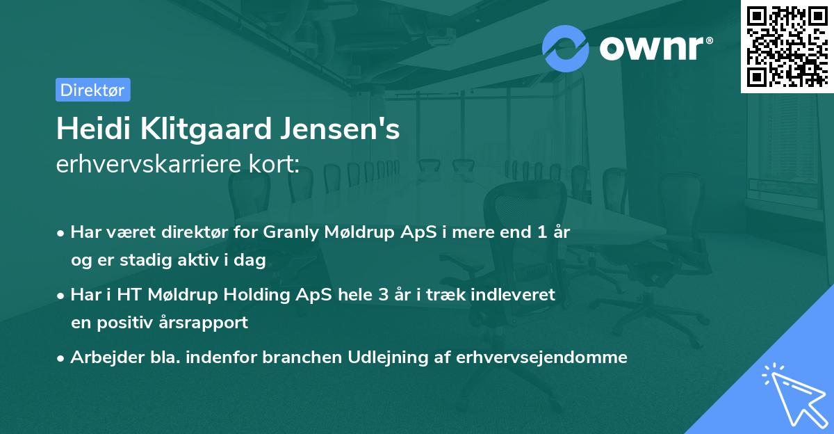 Heidi Klitgaard Jensen's erhvervskarriere kort
